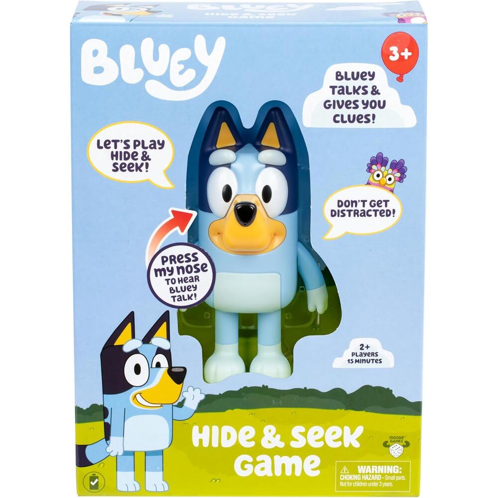 Hide & Seek Game, Hide The Figure and Press her Nose to Start Bluey DOLL